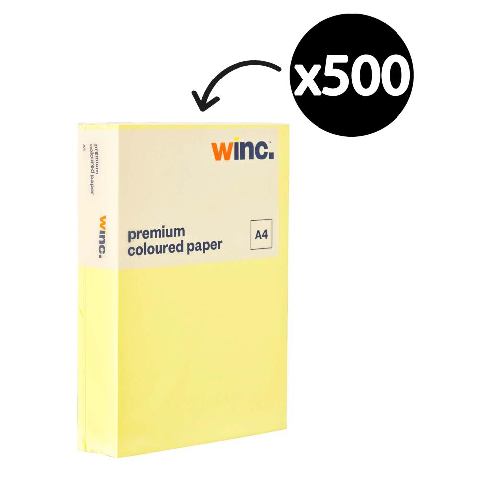 Winc Premium Coloured Copy Paper A4 80gsm Lemon Ream 500