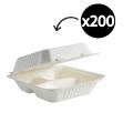 Thumbnail image of Biopak Biocane Rectangular Lunch Box 3 Compartment 76X200X180mm Carton 200