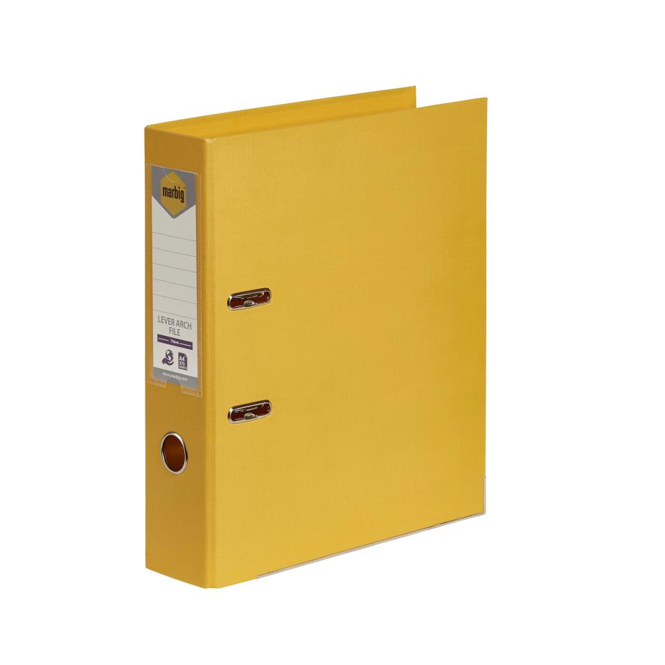 Marbig Lever Arch PE Linen A4 Yellow