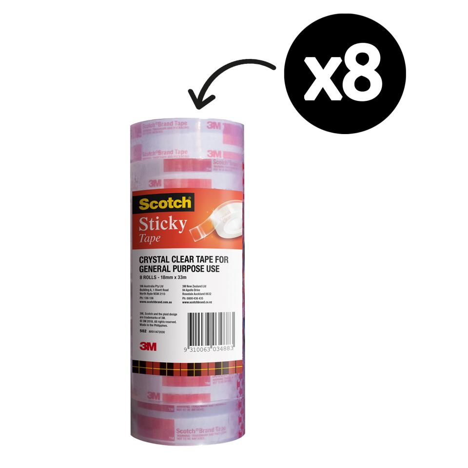 Scotch 502 Sticky Tape 18mm x 33m Pack 8