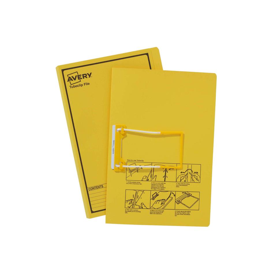 Avery Tubeclip File Foolscap 355 x 241mm Yellow with Black Print 