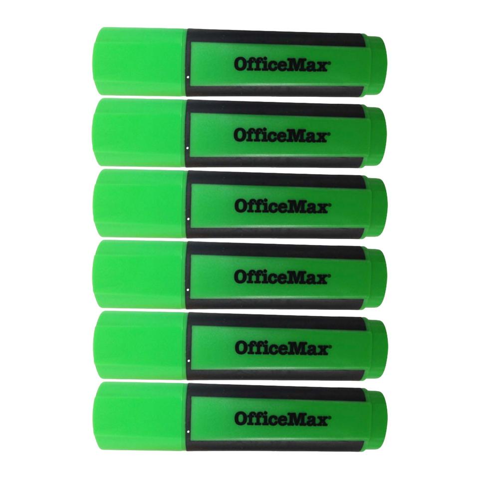 Officemax Desk Style Highlighter Chisel Tip Green Pack 6