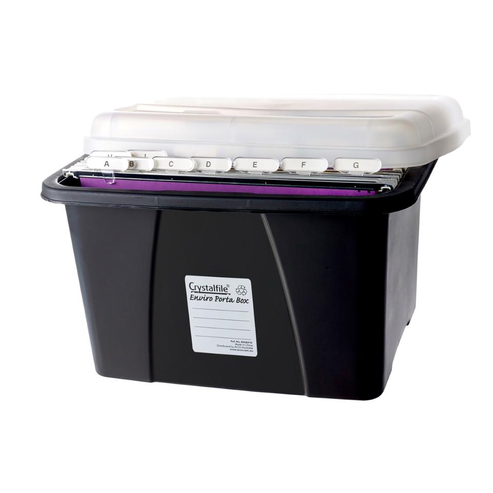 Crystalfile Porta Box 32L Clear Lid/Black Base with 10 Suspension Files Image