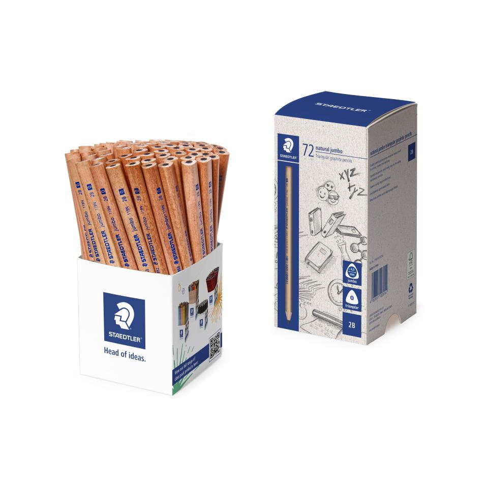 Staedtler Natural Jumbo Triangular Pencil 2B Cup 72