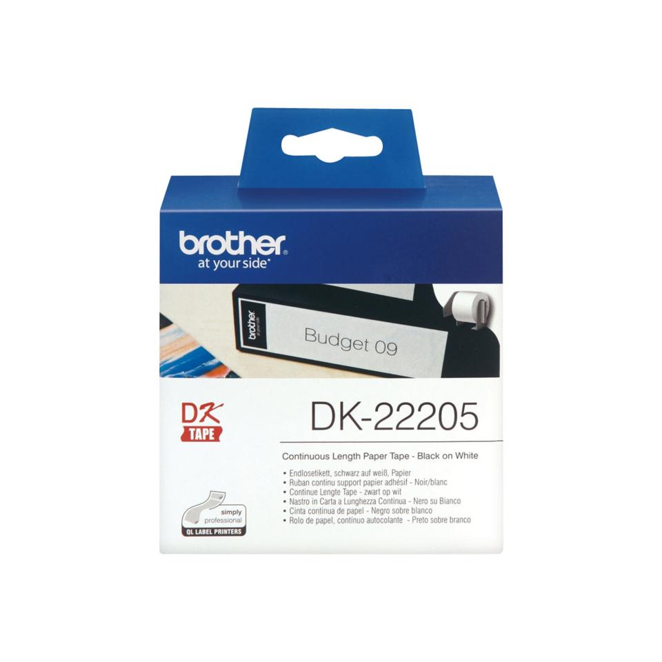 Brother DK-22205 Label Roll 62mm x 30.48m Black on White