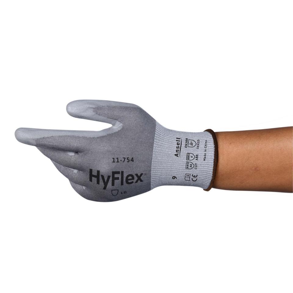 Hyflex 11-754 Cut Liner Gloves  with Polyurethane Palm Cut D Grey Pair