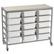 Creative Kids 15 Bay Tote Tray Mobile Storage Trolley With 15 Tote Trays White