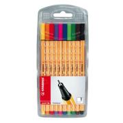 Stabilo Point 88 Fineliner Pen Fine 0.4mm Assorted Colour Multi-Pack Wallet 10