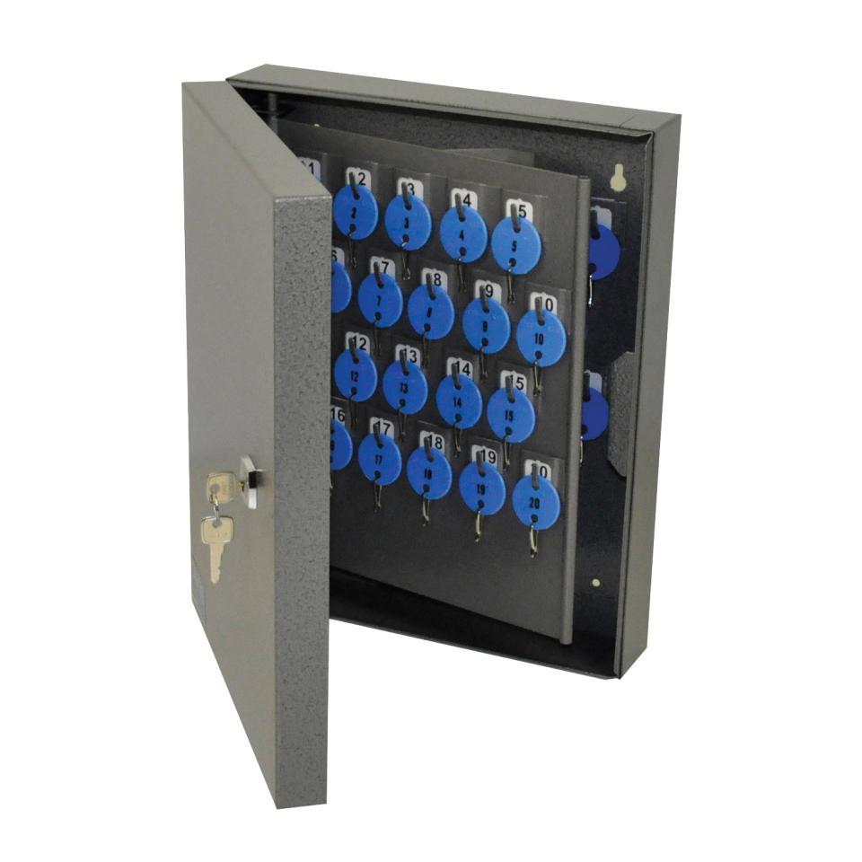 Telkee Key Cabinet 347/60 Hooks 347h x 280w x 80dmm Grey-60 Maximum Key Capacity