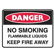 Brady Danger No Smoking Flammable Liquids Sign 600x450mm C1 Reflective PolyProp White/Red/Black Each