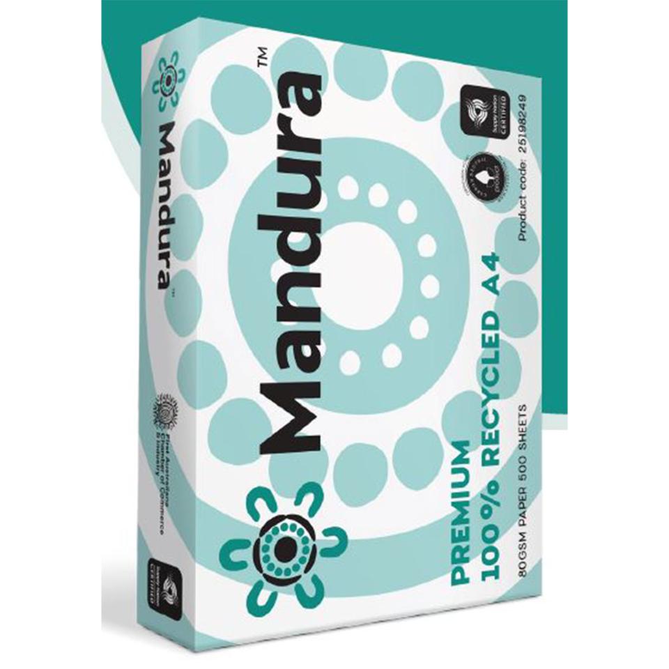 Mandura 100% Recycled Carbon Neutral Copy Paper A4 80gsm White Carton 5 ...