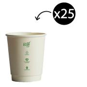 Truly Eco Double Wall Coffee Cup White 8oz Pack 25