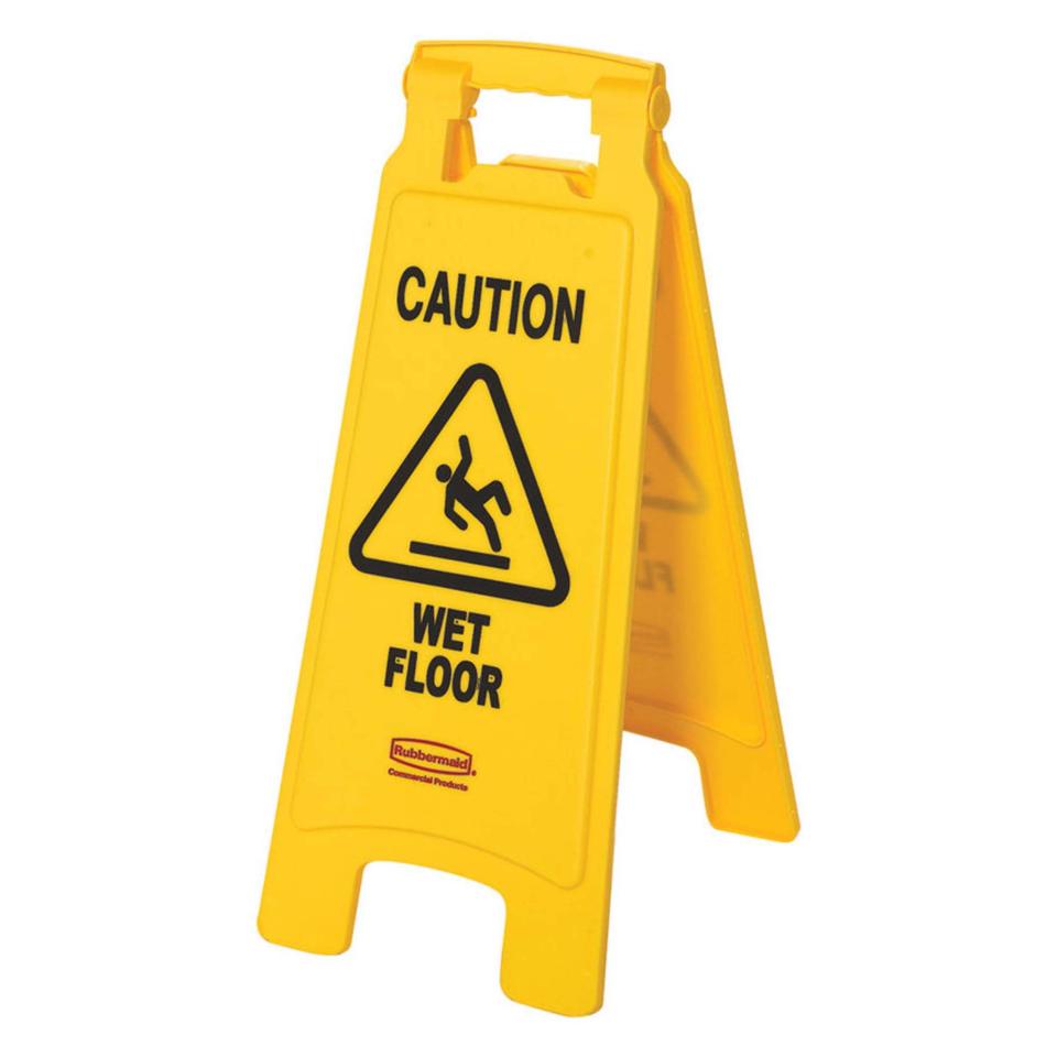 Rubbermaid Commercial Caution Wet Floor Sign 2 Sided Yellow