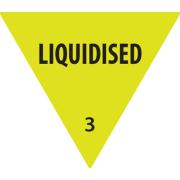Food Advisory Label Removable 30mm Triangle Liquidised Yellow Roll 500