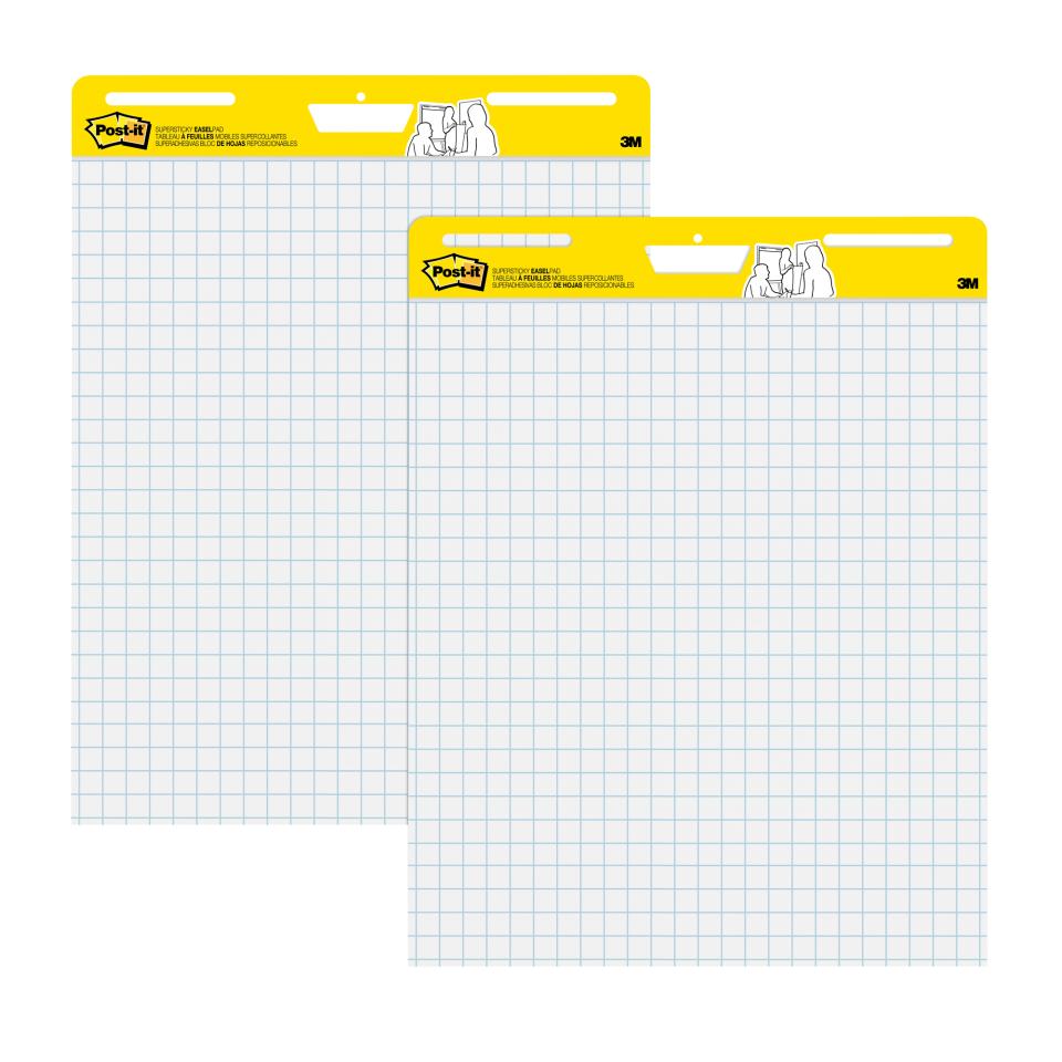 Post-It Super Sticky Easel Pad White With Blue Grid 635 x 762mm Pack 2