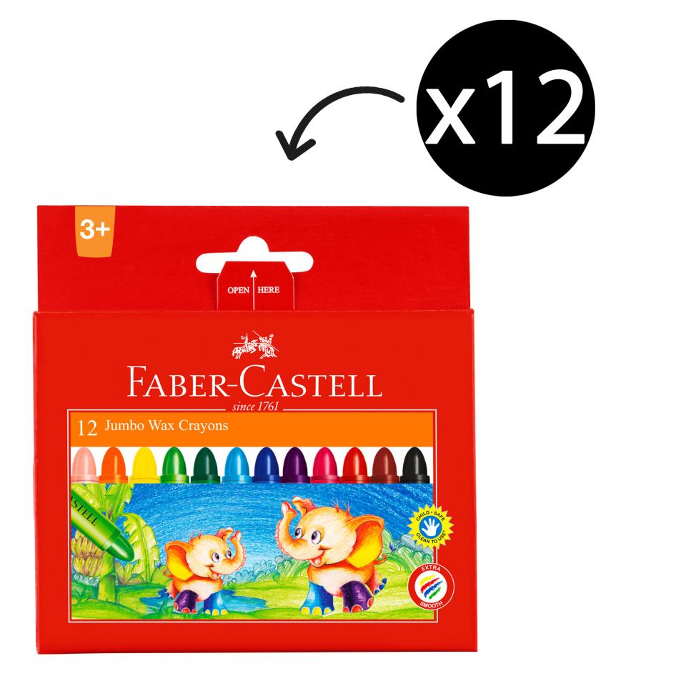 Faber-Castell Jumbo Wax Crayons Bright Pack 12
