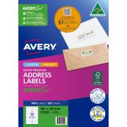 Avery Premium White Inkjet Laser Addressing Labels with AveryEco 14UP 100 Sheets 99.1 x 38.1mm L7163