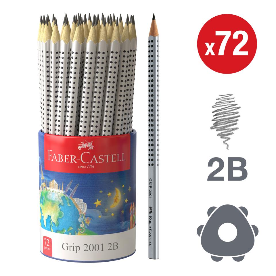 Faber-castell Grip 2001 Triangular Graphite Pencils 2B - Tin Cup of 72 Image