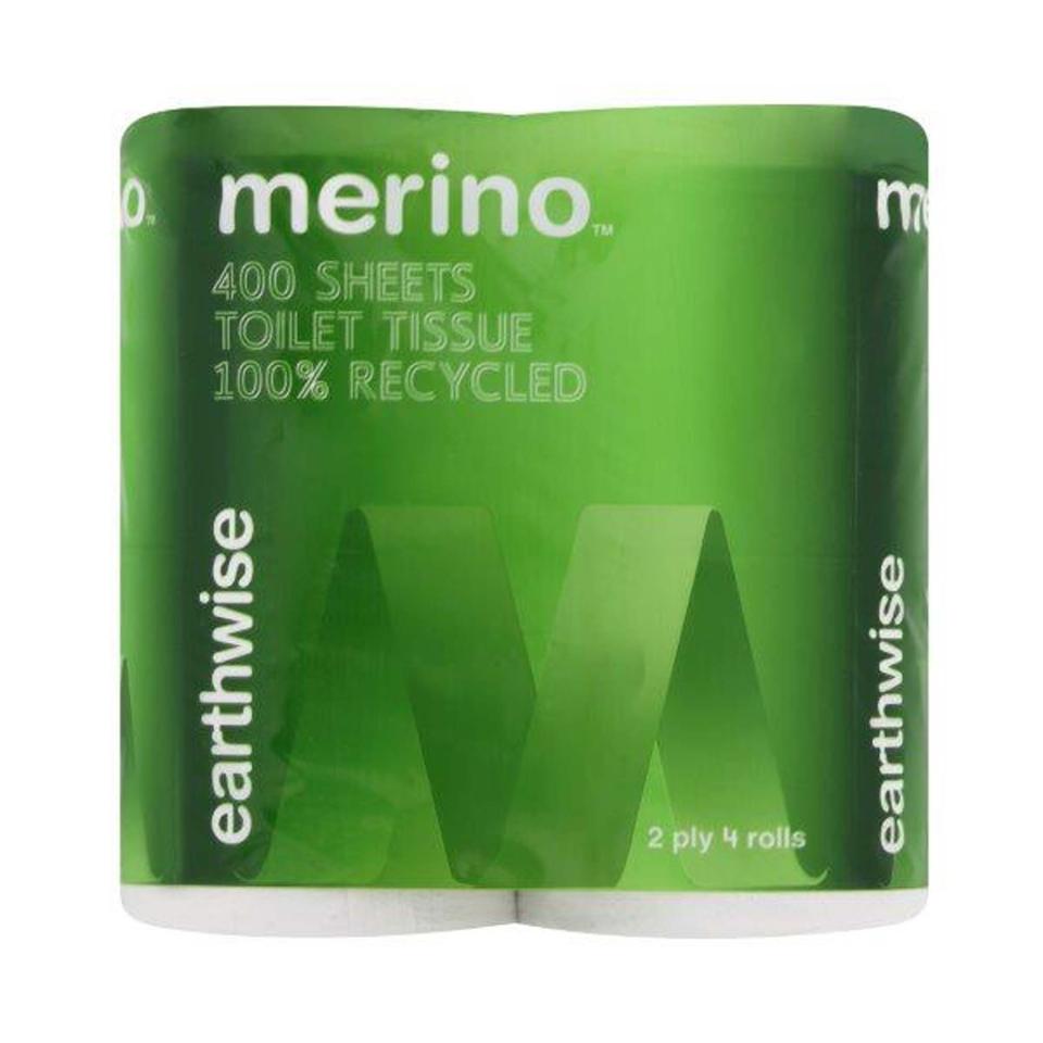 Merino Earthwise Toilet Tissue 2 Ply 400 Sheet Pack 4