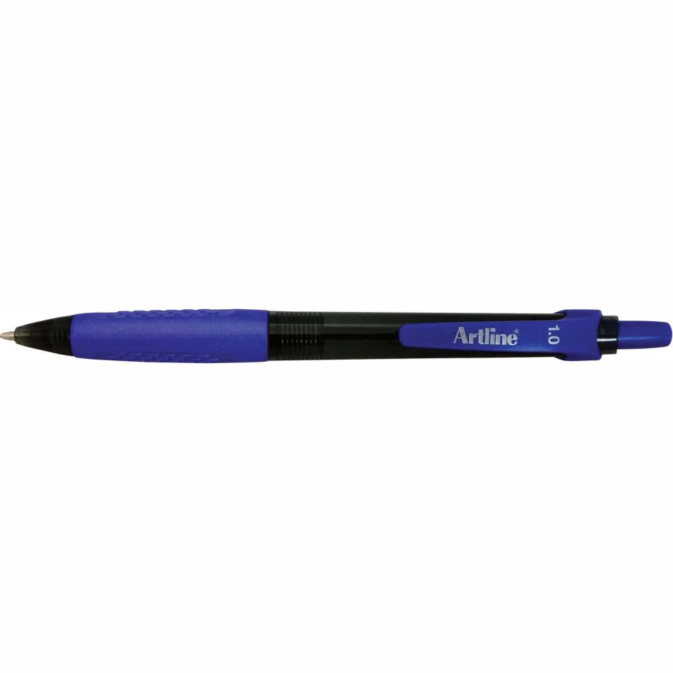 Artline Ikonic Grip Retractable Ballpoint Pen Medium 1.0mm Blue Box 12