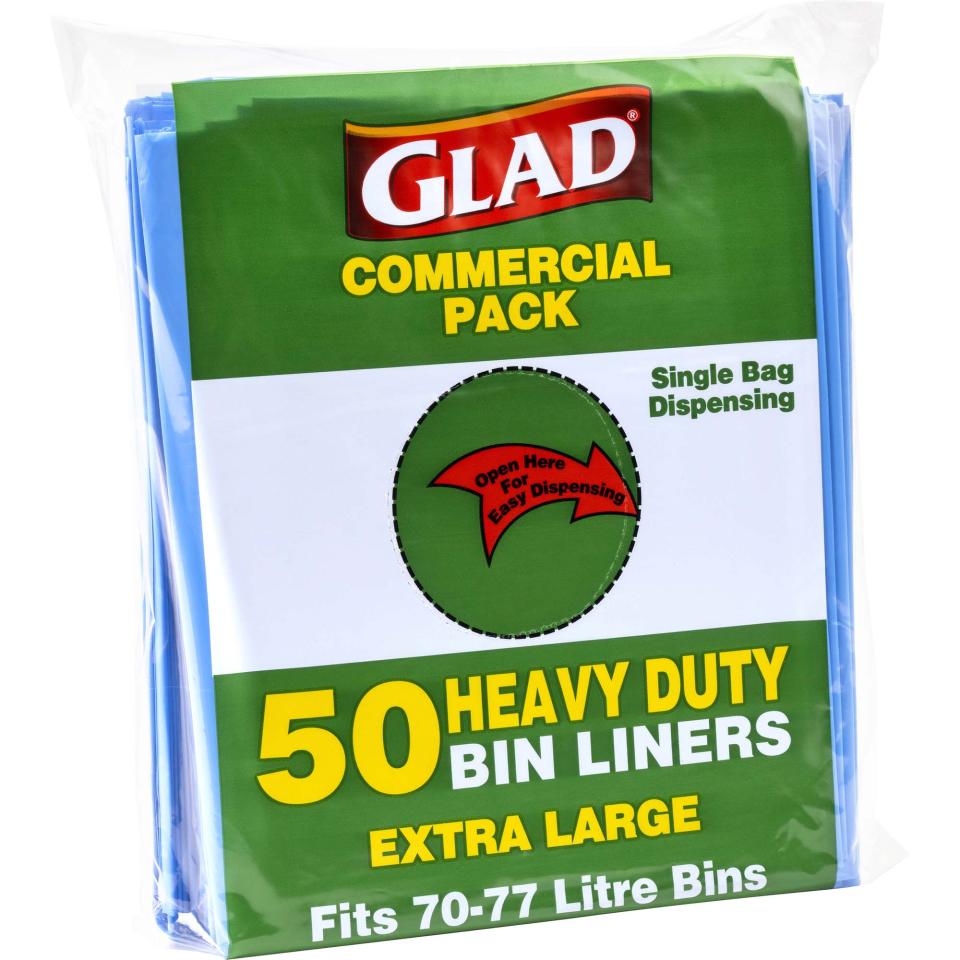Glad XLGP50/10 Heavy Duty Bin Liners XLarge 70-77L Blue Pack 50 Image
