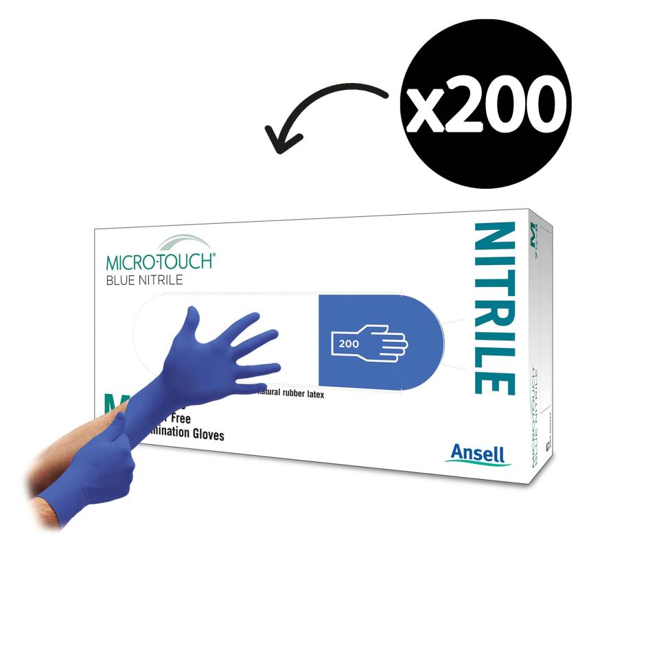 Ansell MICRO TOUCH 313041 Blue Nitrile Gloves Blue Box 200