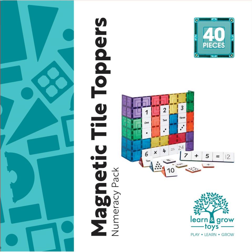 Learn And Grow Toys Magnetic Tile Toppers Numeracy Pack 40 Piece