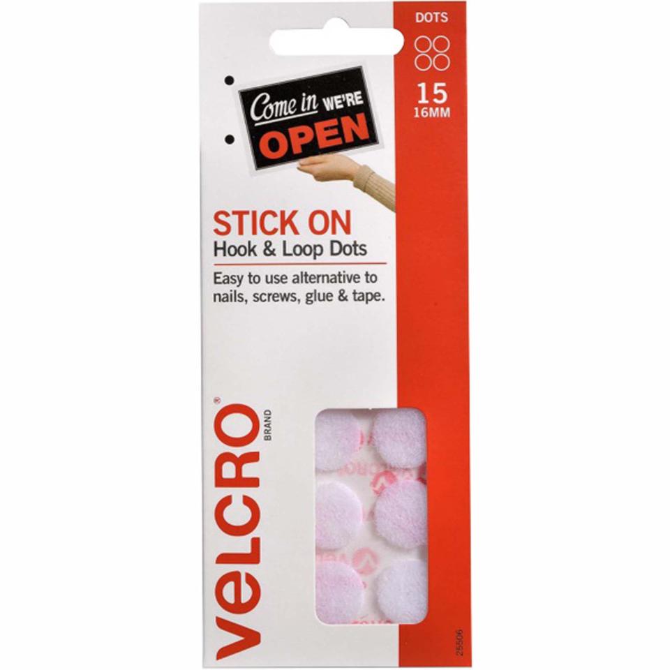VELCRO Brand Hook and Loop Mini Dots 16mm White 15 Pack