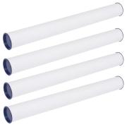 Marbig Mailing Tubes With Lids 60X600mm White Pack 4