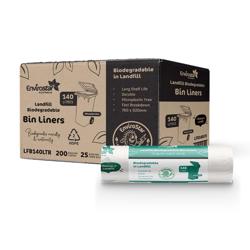 Envirostar Landfill Biodegradable Bin Liners Opaque 140 Litre Roll 25 Carton 200 Image