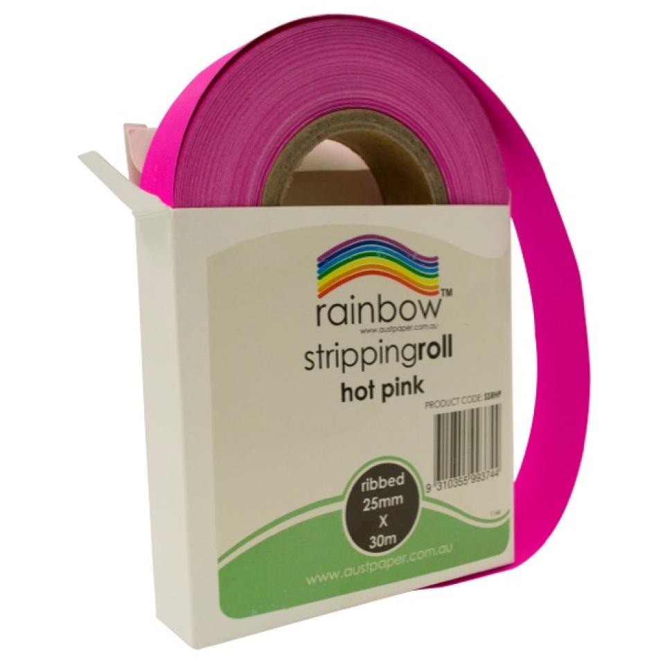 Rainbow Ribbed Stripping Roll 25mmx30m Hot Pink