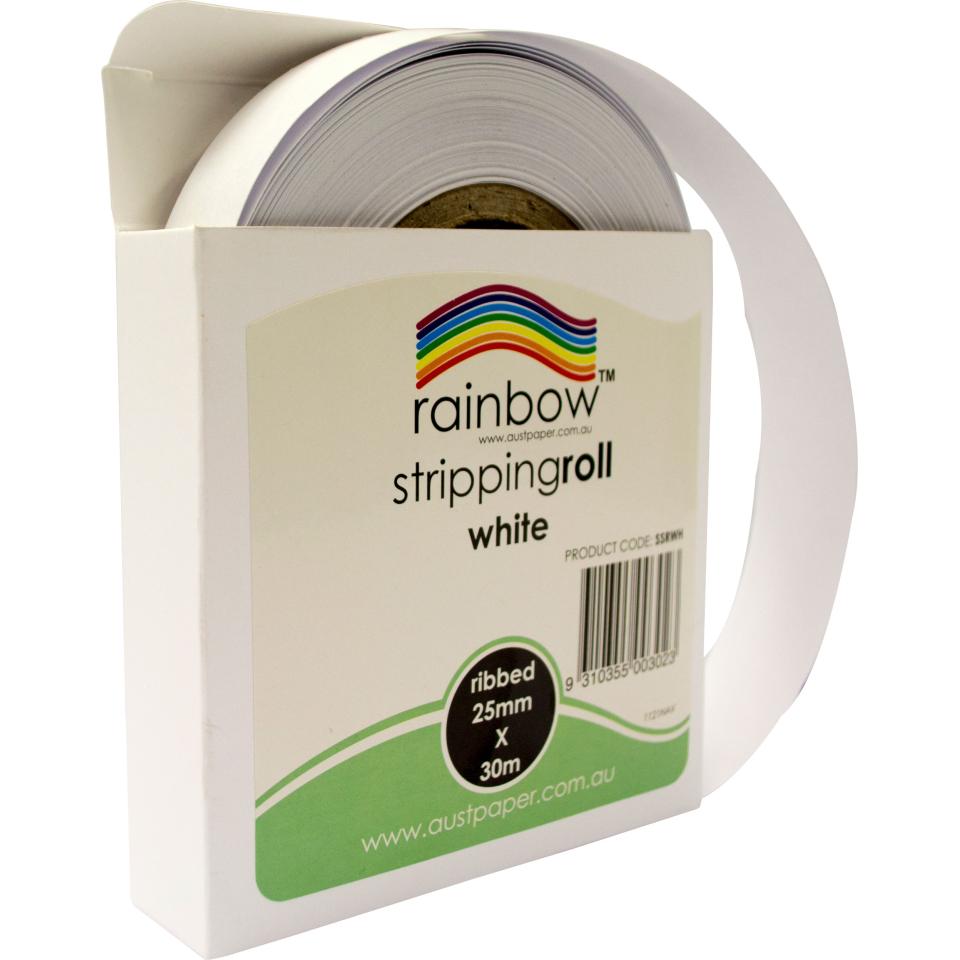 Rainbow Stripping Streamer Roll 25mmx30mm White