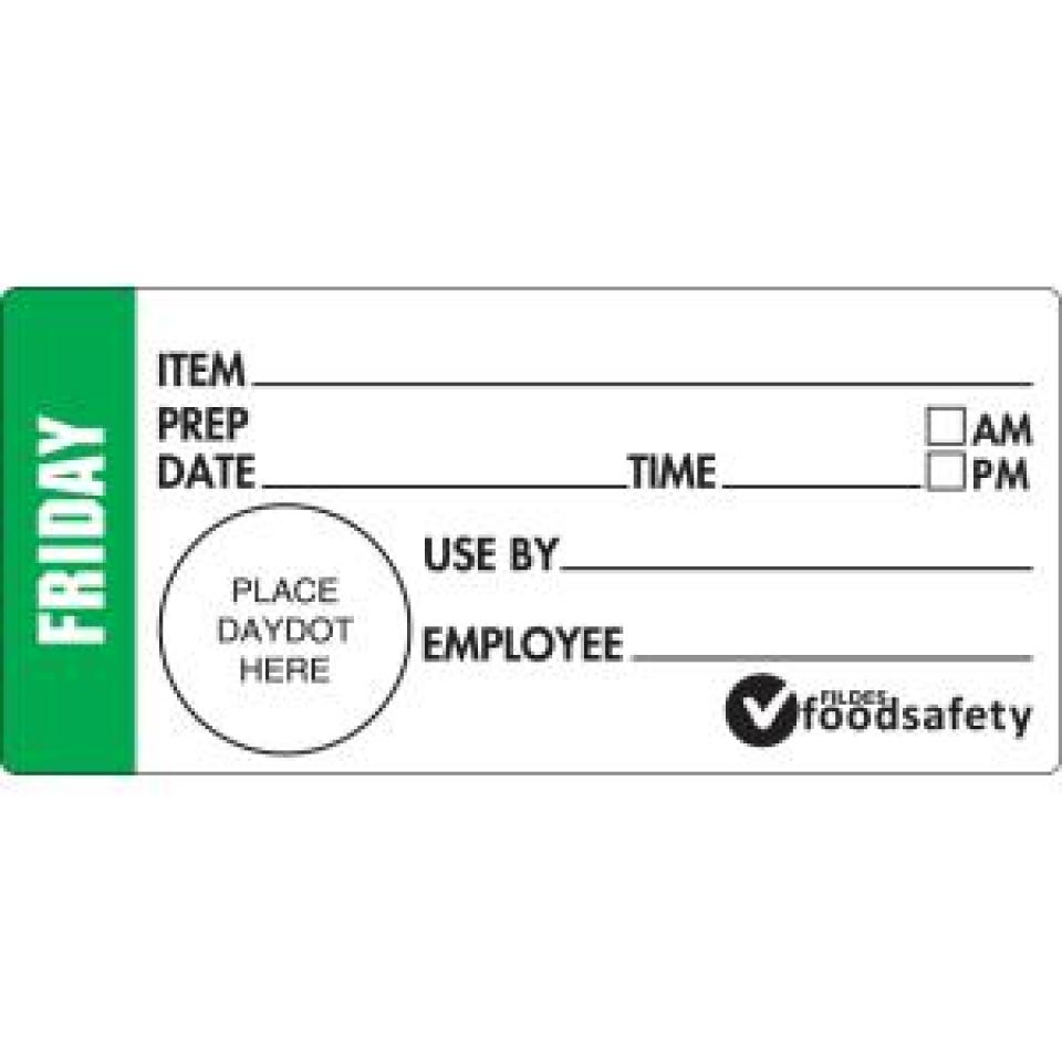 FFSA Durable Shelf Life Day Label Friday 102 x 47mm Roll of 500 Image