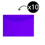 Winc Document Wallet Polypropylene Button A4 Purple Pack 10