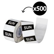 Avery Food Rotation Sunday Day Label Removable Adhesive 40mm Square Black Roll 500