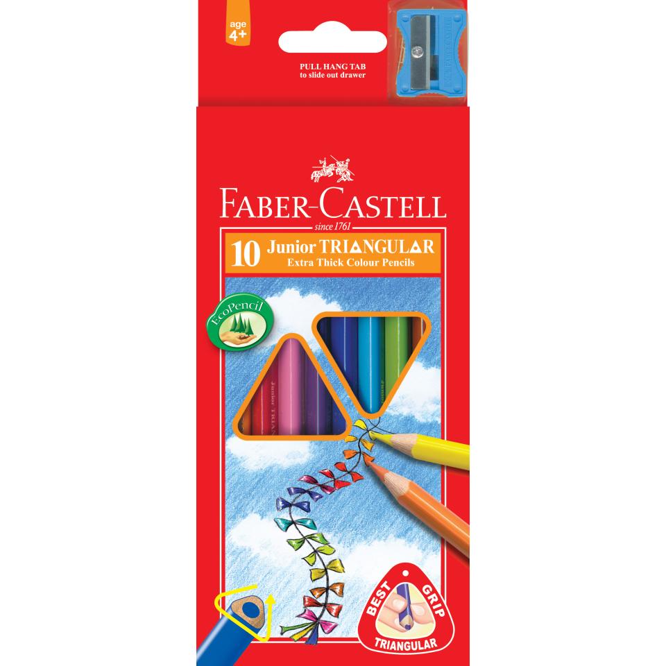 Faber Castell Grip Triangle Coloured Pencils Pkt10 Winc