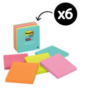 Post-it Super Sticky Lined Notes 100 x 100mm Miami Collection Pack 6