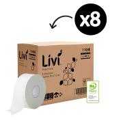 Livi Essentials 1100E Jumbo Roll Toilet Tissue 2 Ply 300m Carton 8
