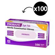 Prosafe Cyt-tek Nitrile Examination Gloves Purple Powder Free Large Box 100