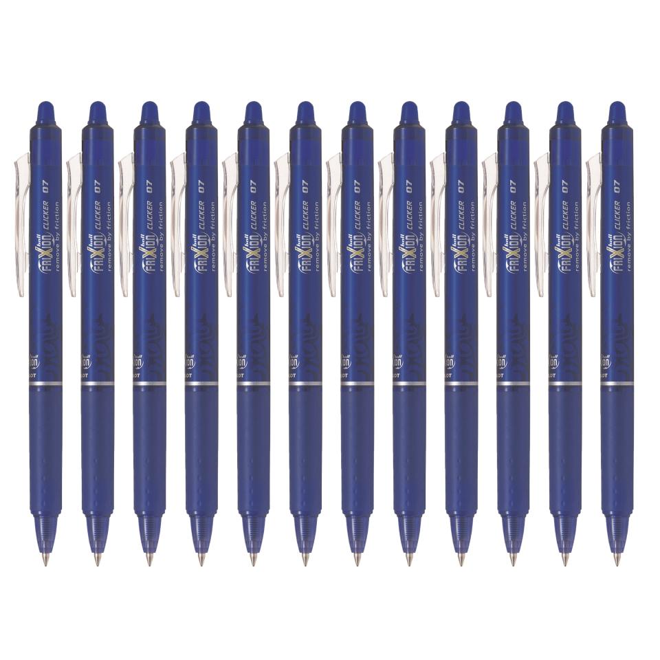 Pilot Frixion Clicker Erasable Gel Ink Retractable Rollerball Pen Fine 0.7mm Blue Box 12