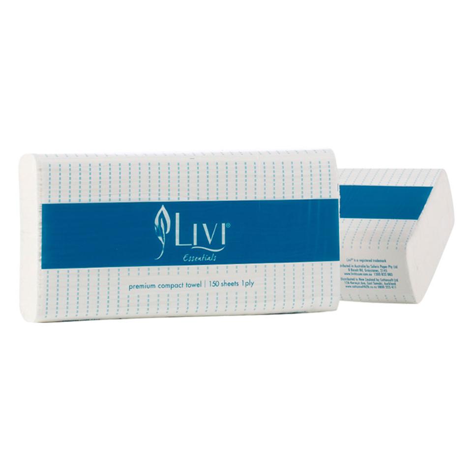 Livi Essentials 1416 Compact Hand Towel 1 Ply 150 Sheets Carton 16 | Winc