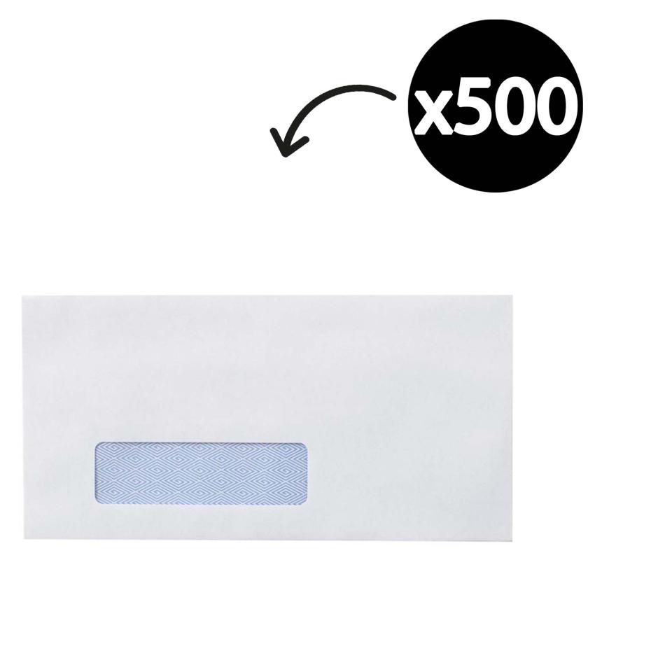 500 x Blue Label DL 110 x 220 mm Window self Seal Wallet Envelope 
