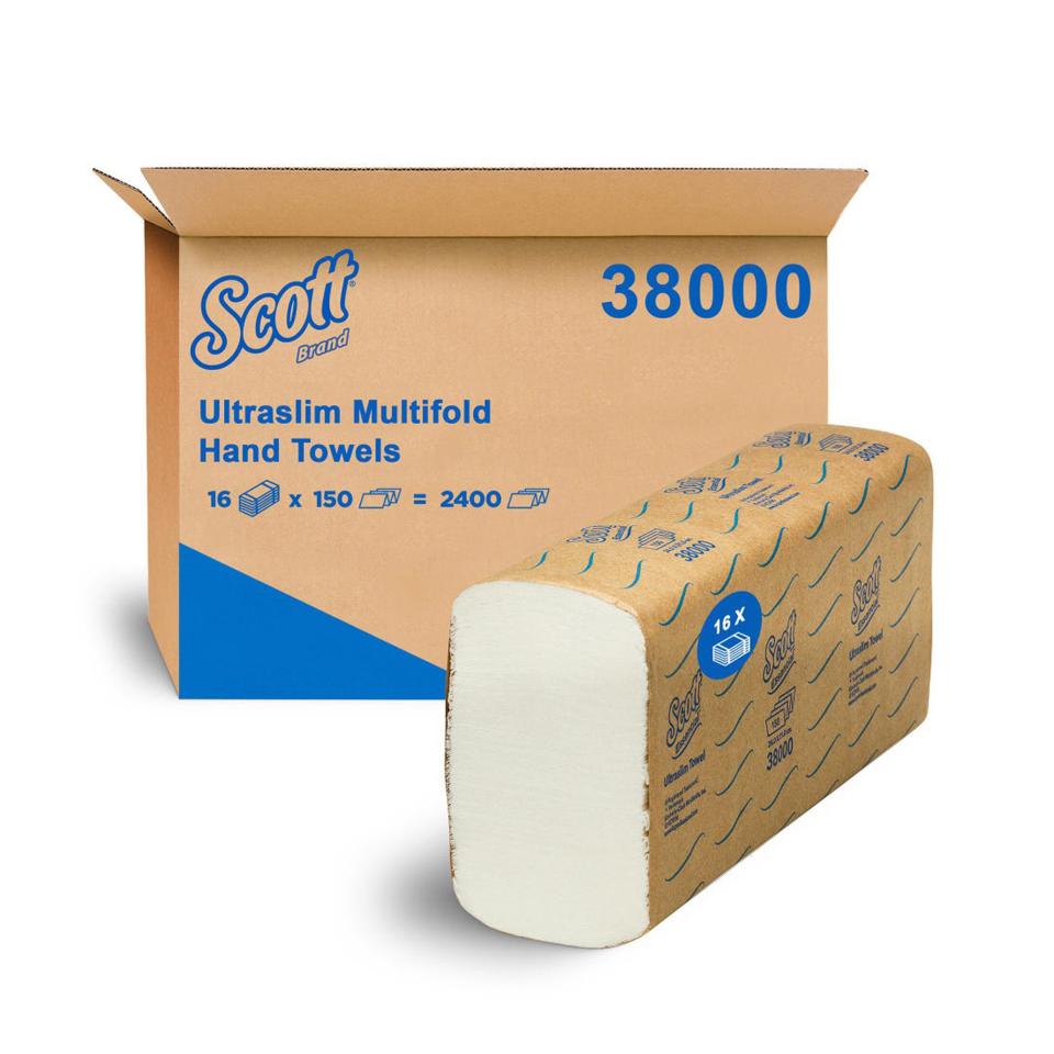 Scott Essential Ultraslim Paper Hand Towels 38000 16 Packs 2400 Total Image