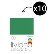 The Paper House Liviano Colour Card 180gsm A4 Green Pack 10