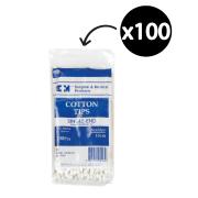 S & M Wooden Applicator Cotton Tips Non-sterile Single End Pack 100