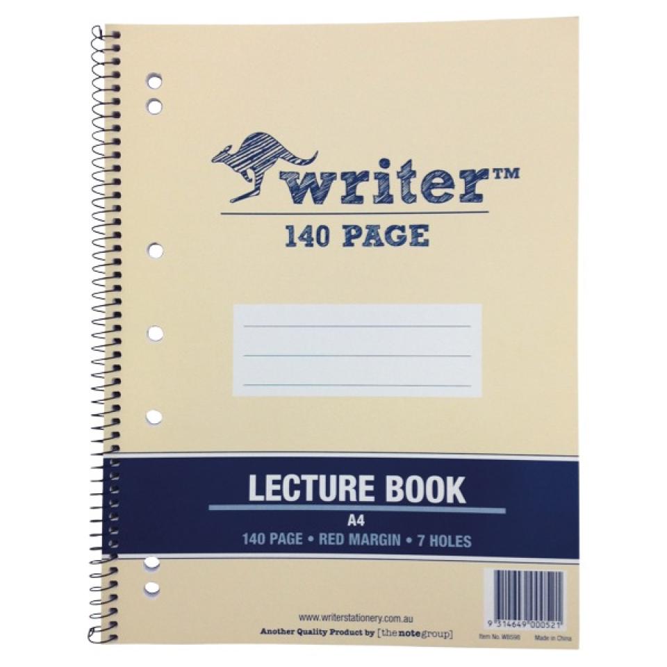 Writer A4 Spiral Lecture Book Board Cover 60GSM 140 Pages