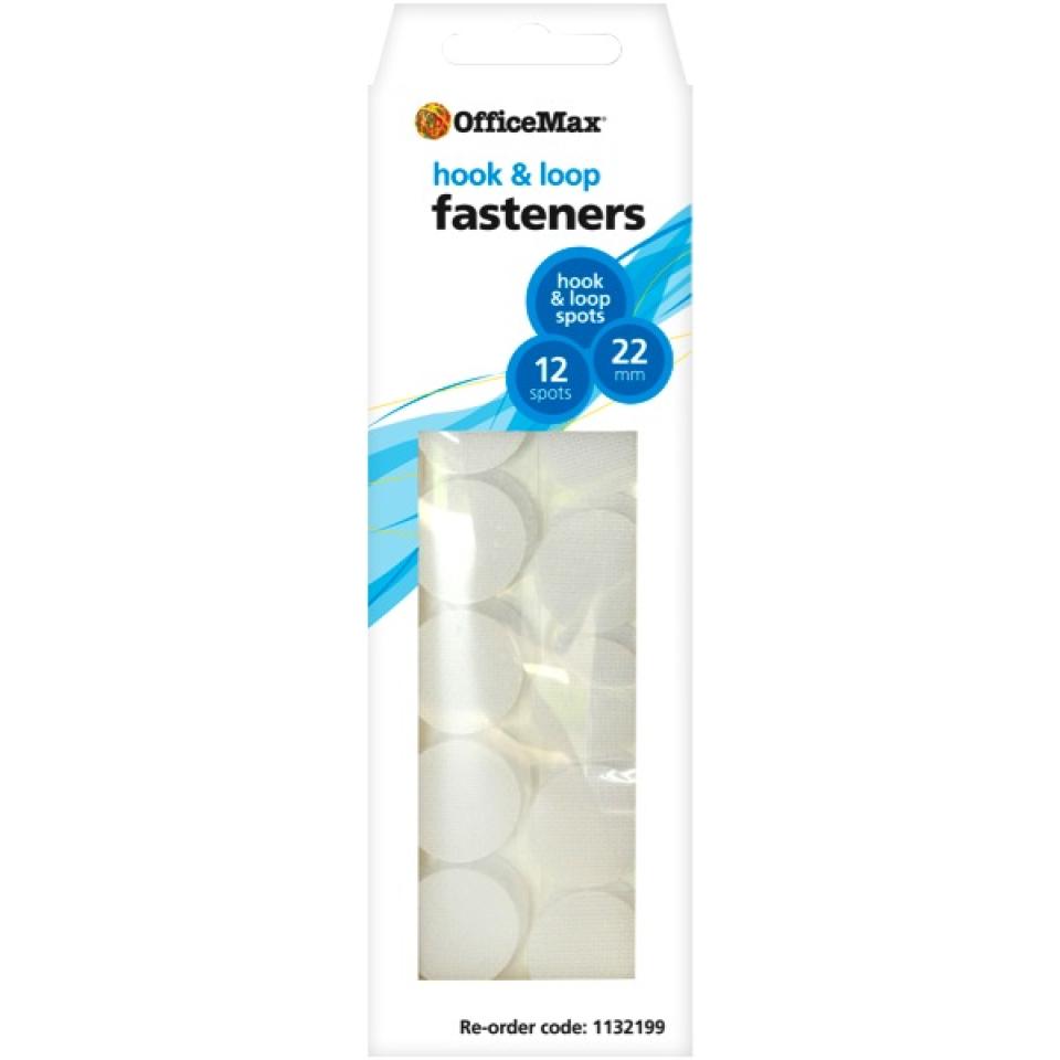 Officemax Hook And Loop Fasteners Spot 22mm White Pack Of 12 Winc