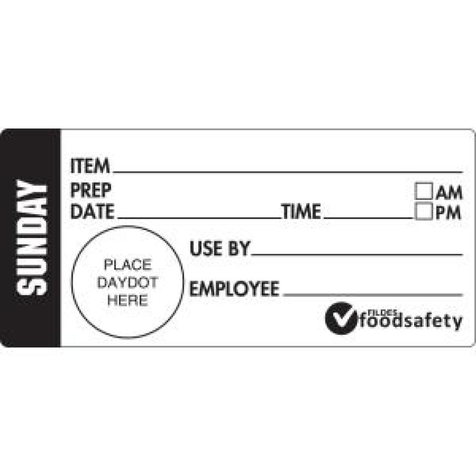 FFSA Durable Shelf Life Day Label Sunday 102 x 47mm Roll of 500 Image
