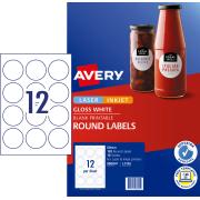 Avery Glossy Round Labels - 60mm diameter - 120 Labels (L7105)