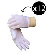 Cotton Interlock Knit Cuffs Beige Gloves Mens Pair 12 Pack